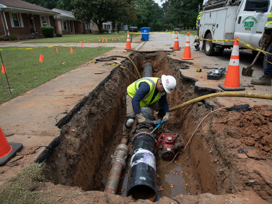 Underground Water Line Repair in Lawrenceville